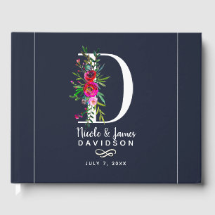 Livre D'or D Lettre Initiale Monogramme Floral Nom Mariage