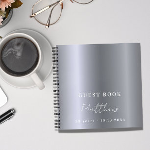 Livre d'or d'anniversaire argent nom simple