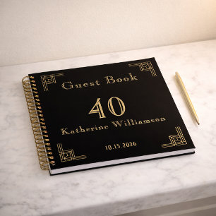 Livre d'or d'anniversaire Art déco noir or