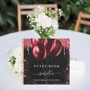 Livre d'or d'anniversaire ballons noirs rouges pai