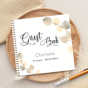 Livre d'or d'anniversaire eucalyptus script