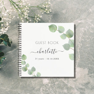 Livre d'or d'anniversaire eucalyptus verdure