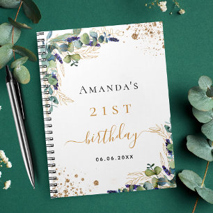 Livre d'or d'anniversaire eucalyptus vert or
