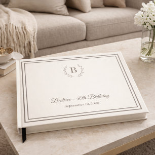 Livre d'or d'anniversaire Monogramme taupe ivoire