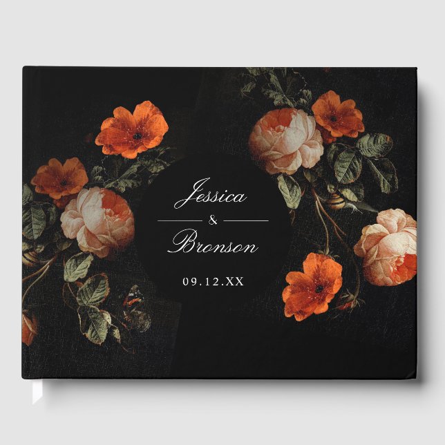 Livre D'or Dark Moody Romantic Floral Néerlandais Mariage (Recto)