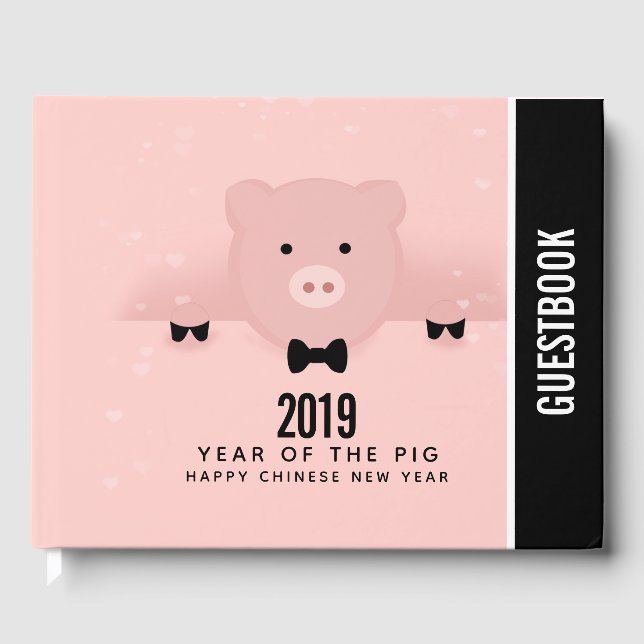Livre D'or Dashing Pink Pig mignon Nouvel An Chinois 2019 (Recto)