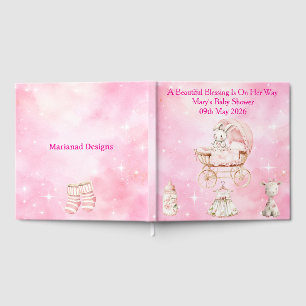 Livre d'or de baby shower à thème chinoiserie rose