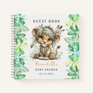 Livre d'or de baby shower Bébé Lion Mignon Sauvage