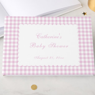 Livre d'or de baby shower classique à carreaux ros