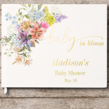 Livre d'or de baby shower en feuille métallisée Ba