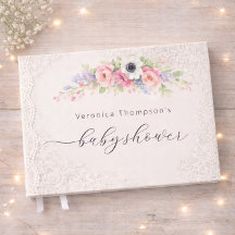 Livre d'or de baby shower floral doux