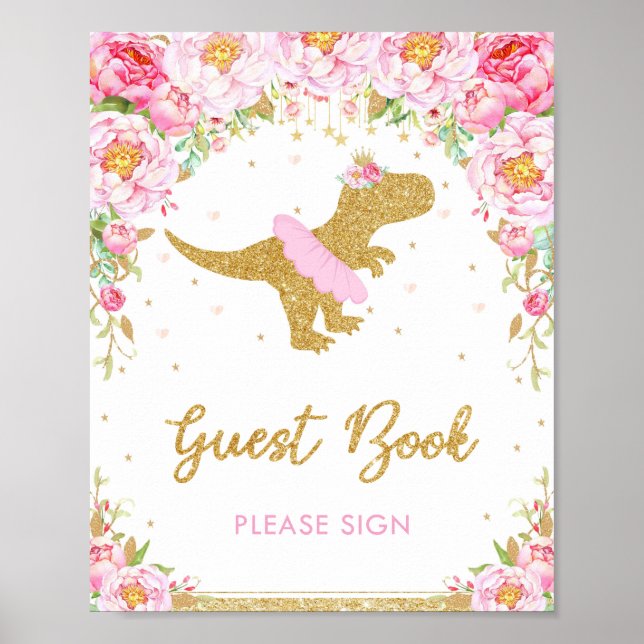 Livre d'or de fête d'anniversaire de dinosaure flo (Devant)