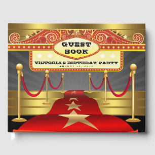 Livre d'or de fête d'anniversaire sur tapis rouge