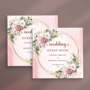 Livre d'or de fleurs roses poussiéreuses classique