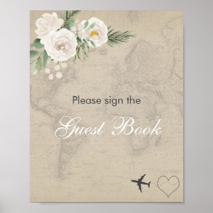 Livre d'or de la fête de mariage avec carte vintag
