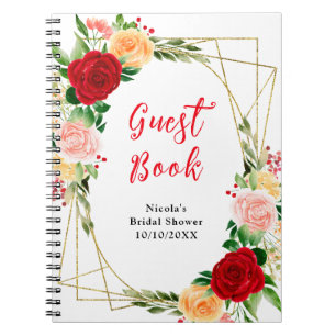 Livre d'or de la fête de mariage avec des roses ro