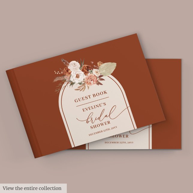 Livre d'or de la pampas orange brûlée (Delicate burnt orange pampas boho guest book)