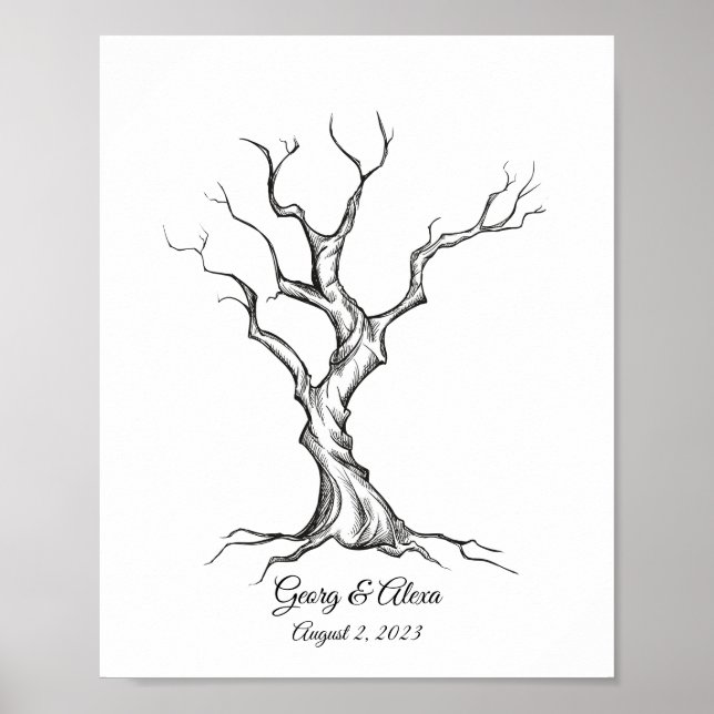Livre d'or de l'arbre de croquis d'encre Mariage d (Devant)
