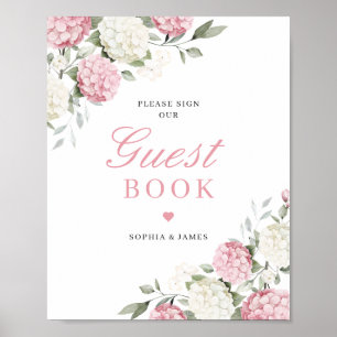 Livre d'or de mariage à la verdure d'hydrangea ros