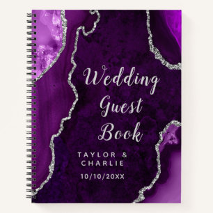 Livre d'or de mariage Agate Violet et Argent