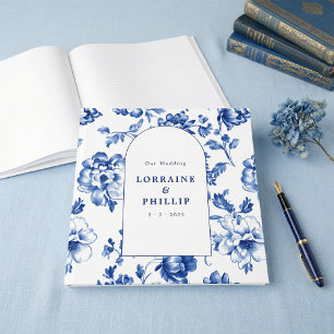 Livre d'or de mariage arched chinoiserie bleu pous
