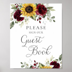 Livre d'or de mariage avec tournesols et verdure d