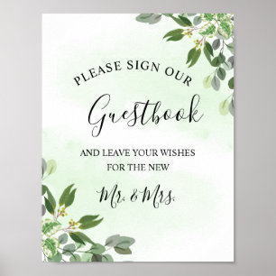 Livre d'or de mariage avec verdure d'eucalyptus et