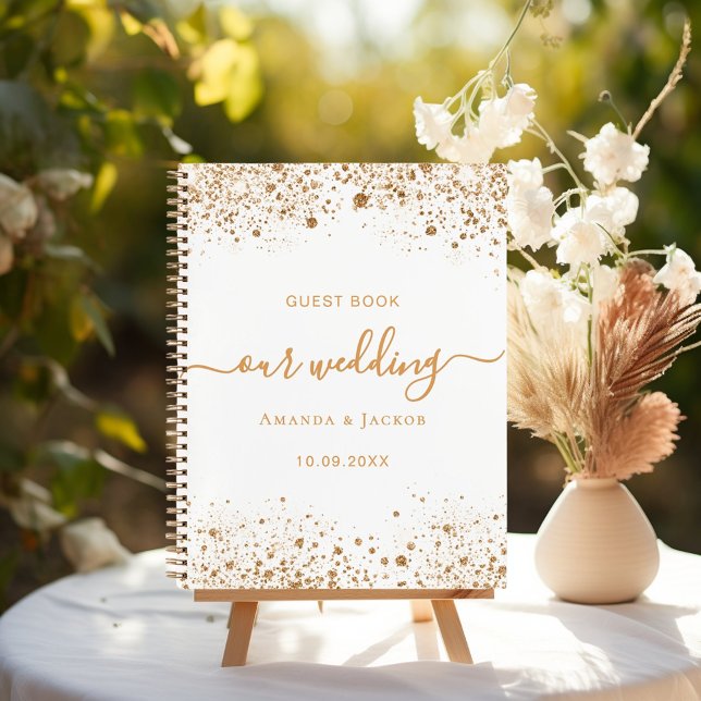 Livre d'or de mariage blanc paillettes dorées (Créateur téléchargé)