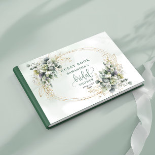 Livre d'or de mariage bohème vert aquarelle et or