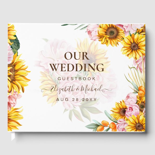 Livre d'or de mariage BOHO Tournesols Herbe des Pa (Recto)