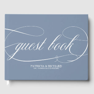 Livre d'or de mariage chic bleu poussiéreux