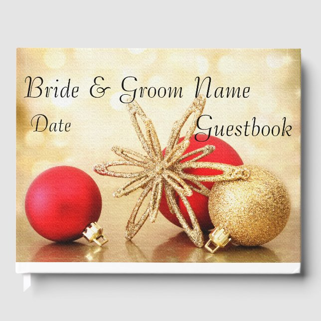 Livre d'or de mariage de Noël d'hiver en or (Recto)