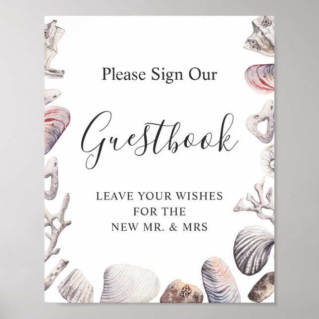 Livre d'or de mariage de plage de coquillages à l' (Devant)