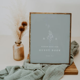 Livre d'or de mariage élégant avec monogramme feui