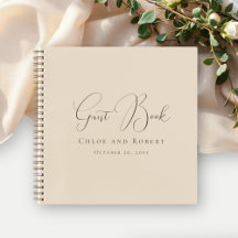 Livre d'or de mariage élégant chic moderne beige s
