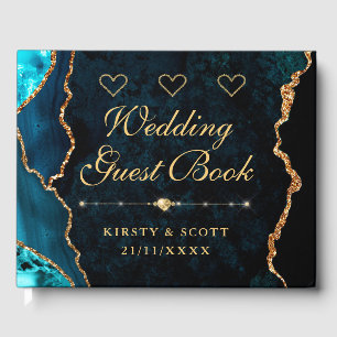 Livre d'or de mariage en agate fausse pailletée sa