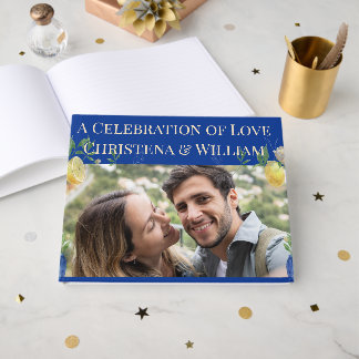 Livre d'or de mariage Fleur de citron bleu enchant