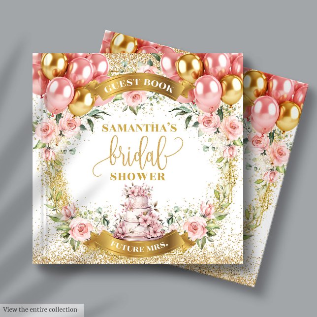 Livre d'or de mariage Fleurs rose tendre élégantes (Stylish Blush Flowers Bridal Shower Guest Book)