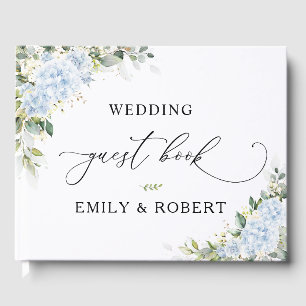 Livre d'or de mariage floral à l'hortensia bleu
