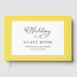 Livre d'or de mariage jaune écriture élégante Tend