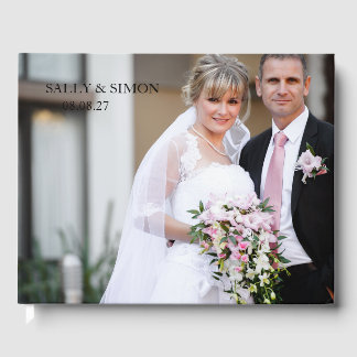 Livre d'or de mariage photo à monogramme simple mo