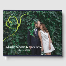 Livre d'or de mariage photo rétro feuilles tropica