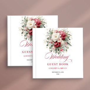 Livre d'or de mariage romantique Burgundy Blush Bo