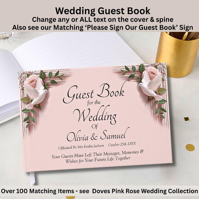 Livre d'or de mariage Roses roses et colombes Mari (Créateur téléchargé)