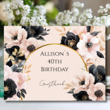 Livre d'or de naissance personnalisé Fleurs Rose P