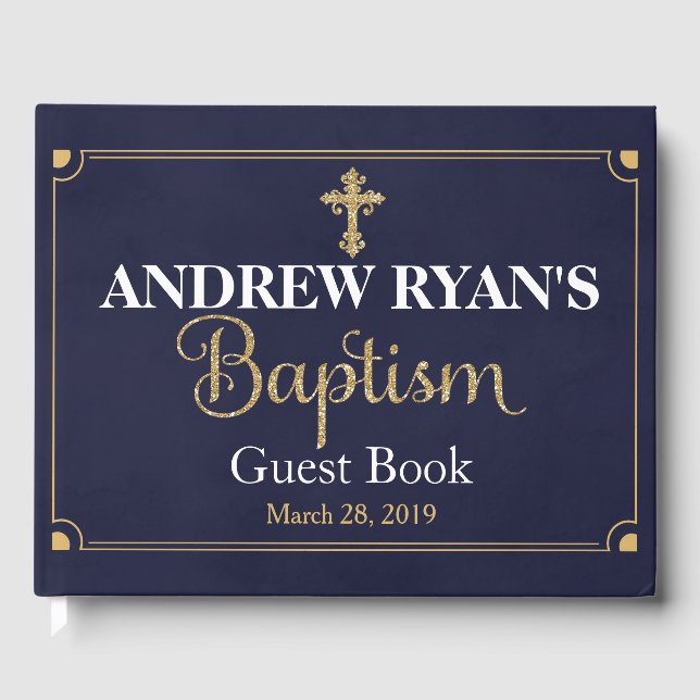 Livre d'or de Navy & Gold Boy Baptism (Recto)