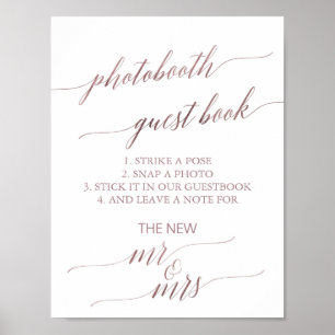 Livre d'or de photobooth calligraphié en or rose é