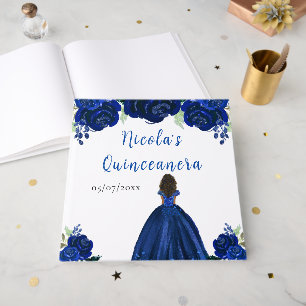 Livre d'or de Quinceanera Navy pour princesse à pe