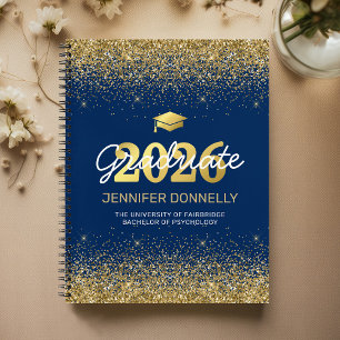 Livre d'or de remise de diplômes photo bleu et or