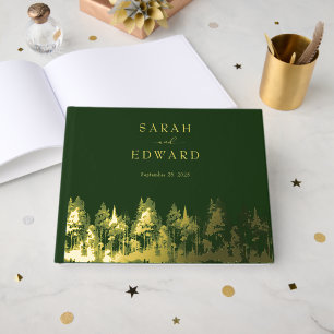 Livre d'or de Rustic Forest Mariage Gold Foil
